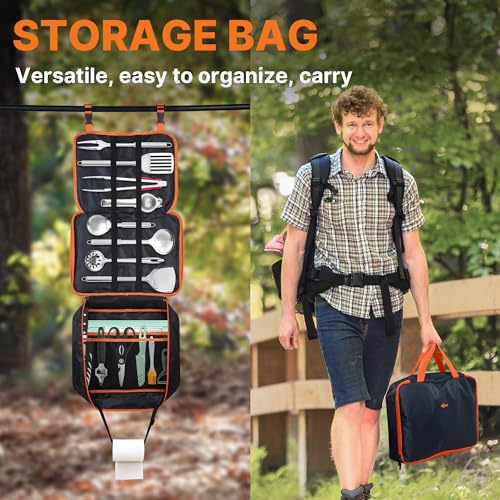 Camping Cooking Utensils Set 32 PCS Camp Kitchen Cookware Kit with Organizer Bag (32pcs)