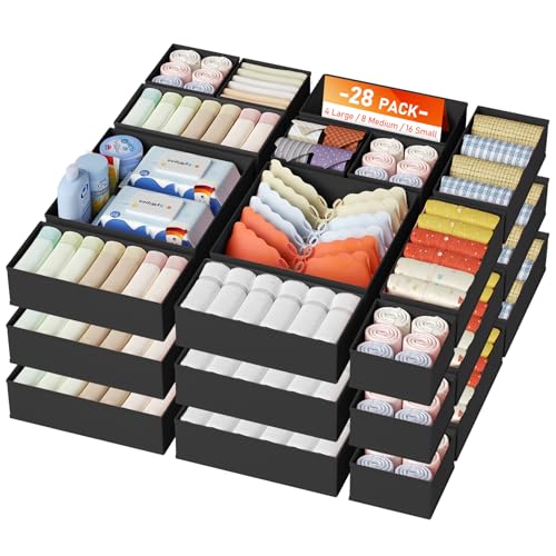 Drawer Organizer Clothes (Black / 26 Pack)