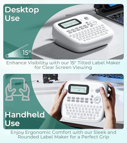 Label Maker Machine with 4 Tapes (White)