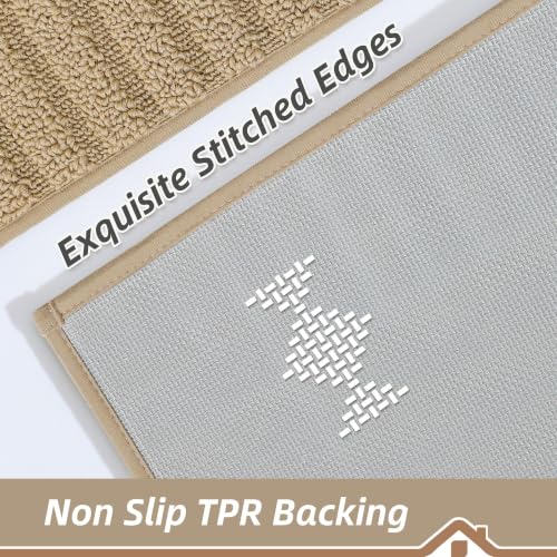 Kitchen Rugs Non Slip Washable 2PCS (Beige / 24"x35"+24"x60" (Rectangular))