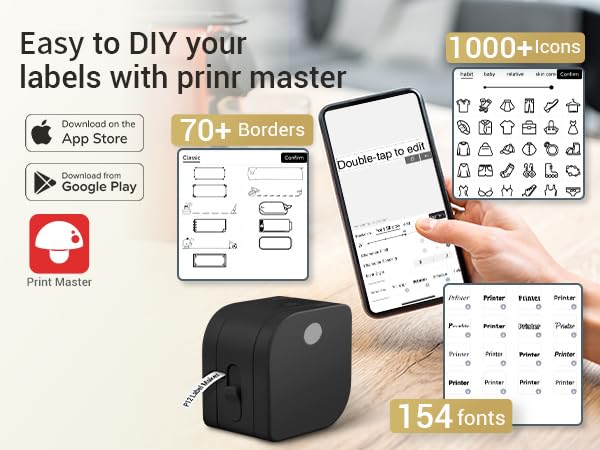 Label Maker Machine with Tape (1 Printer+1 Label Tape / Black)