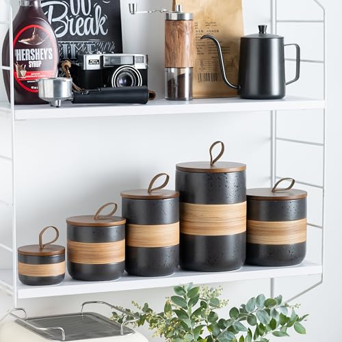 Ceramic Coffee Jar with Lid (Black / 18 fl.oz)