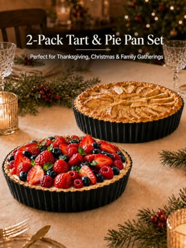 9.45*2.2 Inch Quiche Pans 2 Pack. Removable Bottom (9.45*2.2IN)