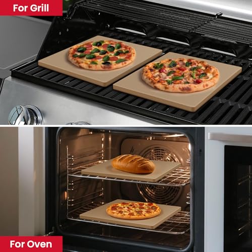 2PCS Pizza Stones for Oven Grill (12" x 12" (2 Pack))