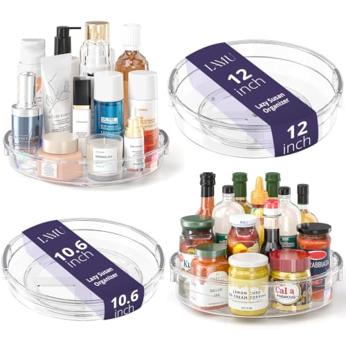 4 Pack Lazy Susan Organizer (Clear 12in+10.6in / 4 Pack)