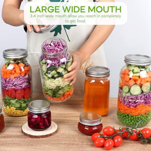 64oz Glass Wide Mouth Mason Jars (Silver Split Lids-64oz)