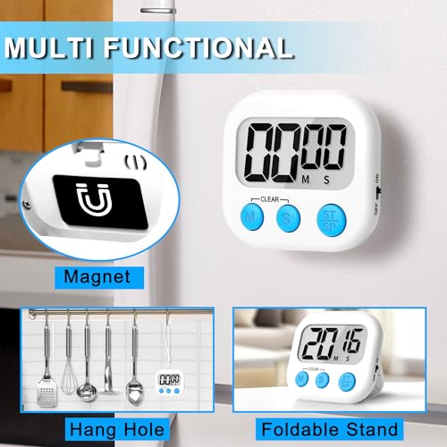 Digital Kitchen Timers for Cooking Kids White 6 Pack (6 Count)