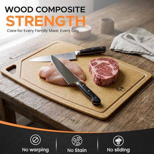 Composite Wood Cutting Board Set of 3 (Tan/Juice)