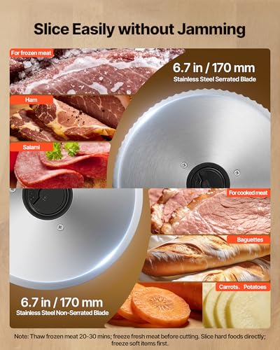 Meat Slicer 6.7" Electric Deli Slicer Machine with 2 SUS420 Blades (6.7 inch / Silver)