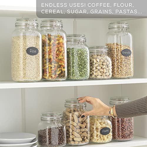 Airtight Glass Jars with Lids Set of 3. 32oz Glass Jar with Lid and 6 Silicone Seals! Med Glass Food Storage Containers. Square Mason Jar