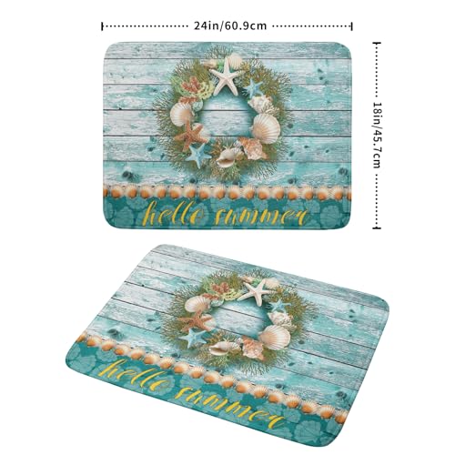 Coastal Wreath Dish Drying Mat 18x24 inch Starfish Shell Absorbent Microfiber Dish Rack Mats Drainer Pad Kitchen Countertop Accessories (Coastal Wreath / 18" x 24")