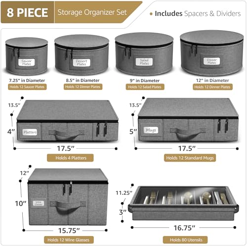 China Storage Containers (Gray / 8 Piece Dinnerware Set)