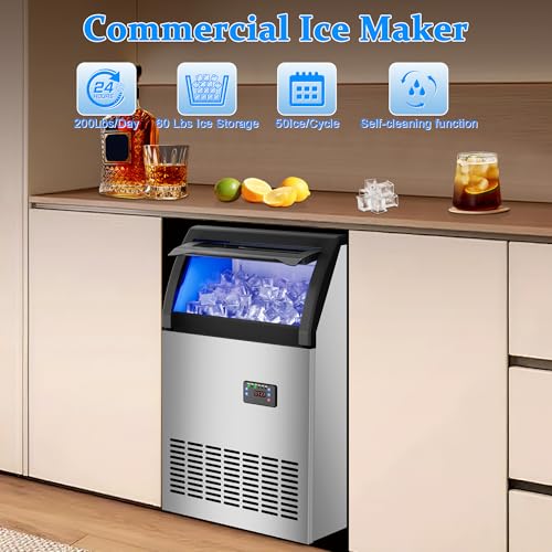 Ice Maker Commercial Spray Drench Ice Maker Machine 200Lbs (200Lbs/24H / Gourmet Ice Maker)