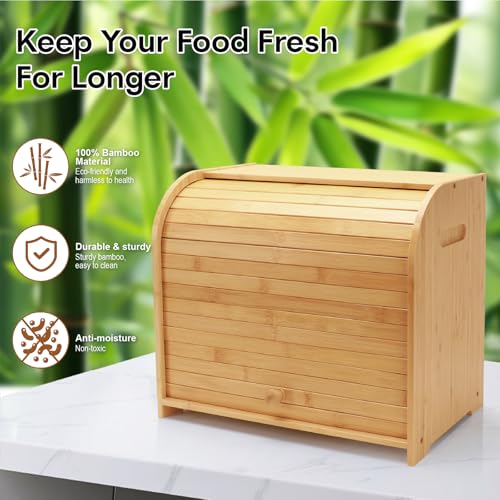 Bamboo Bread Box for Kitchen Countertop