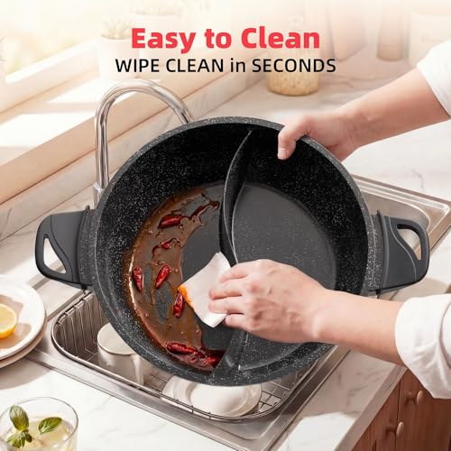 TWIN™ Dual Shabu Electric Hot Pot Fast&Even Heat (Midnight Black / 4.5 Quarts)