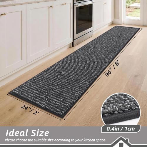 Kitchen Runner Rugs 24"x96" (Charcoal / 24" X 96" (Rectangular))