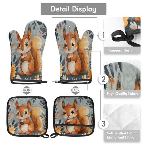 Squirrel Fall Oven Mitts and Pot Holders Sets (2 Count)