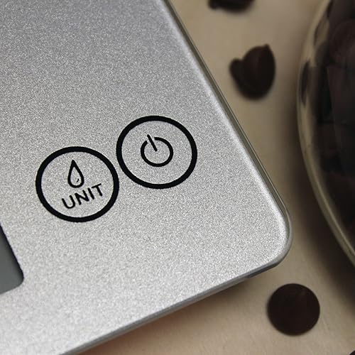 Arti Glass Food Scale Digital Countertop Kitchen (Shiny Silver / 9" x 6.5" x .75")