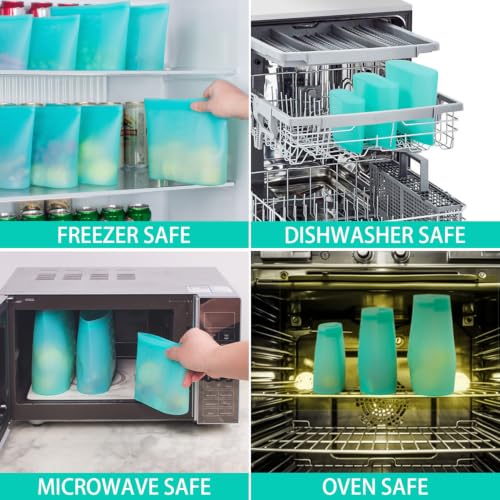 Reusable Food Bags (Aqua | M+S+XS | 12 Pack)