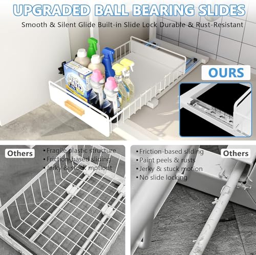 Under Sink Organizer Kitchen (Double Layer / White-1 Pack)