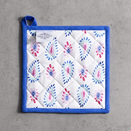Pot Holders 100% Cotton Potholders (083 - Indian Floral / 8" x 8" (Pot Holder Pack of 2))