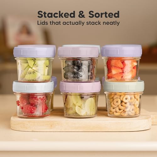 12pk 4oz Glass Baby Food Containers with Lids (12-pk 4 Ounce / Lilac)