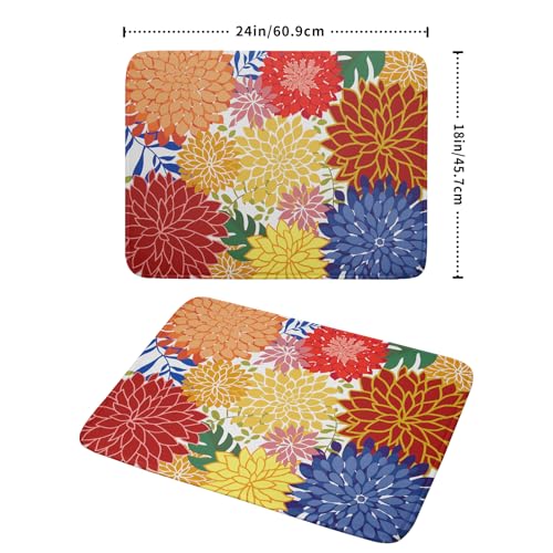 Modern Floral Dish Drying Mat Large Multicolored Tropical Drying Pad for Kitchen Counter (Modern Florals Colorful / 24" x 18")