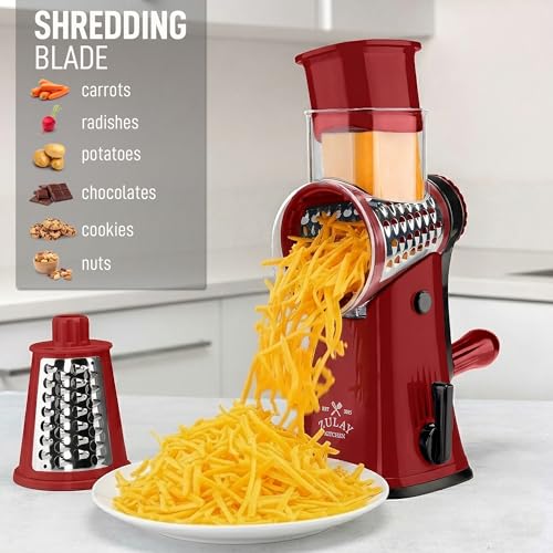 Rotary Cheese Grater Manual Hand Crank 5 Blade Shredder