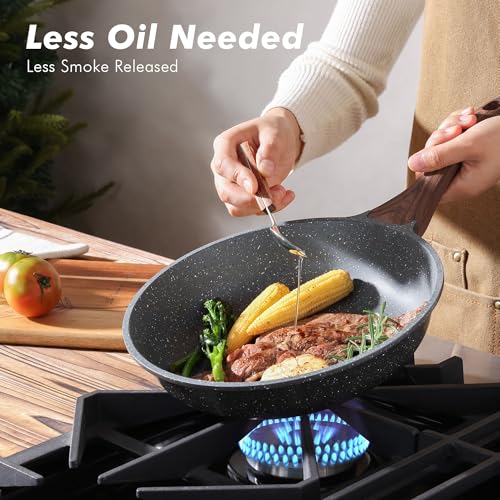 Nonstick Frying Pans (Gray / 8+9.5+11 Inch)
