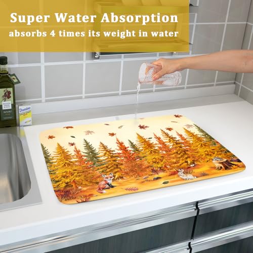 Autumn Forest Dish Drying Mat (Autumn Forest Yellow / 24" x 18")