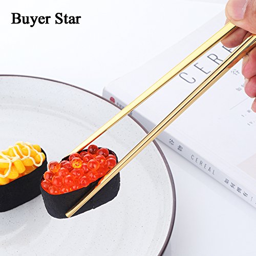 5 Pair Gold Stainless Steel Chopsticks (Golden)