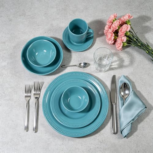 HomeVSS 56 Pc Pearl Dots Stoneware Dinnerware Set