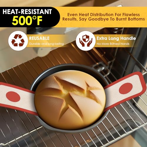 2 Pcs Silicone Bread Sling for Dutch Oven (2pcs Red Round and Oval)