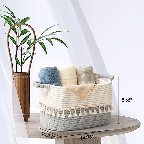 Storage Basket 3 Pack for Organizing (White & Dark Grey / 3 Pack)