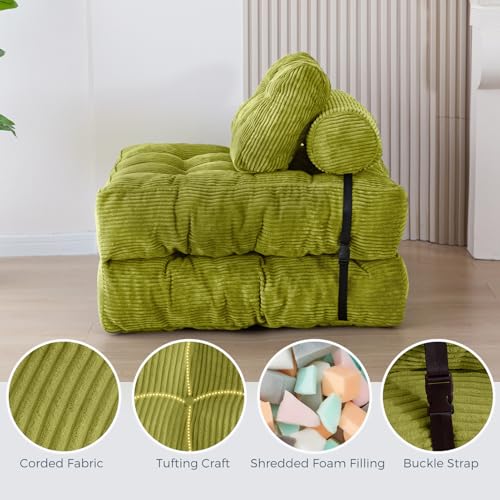Folding Sofa Bed (Green / Single)
