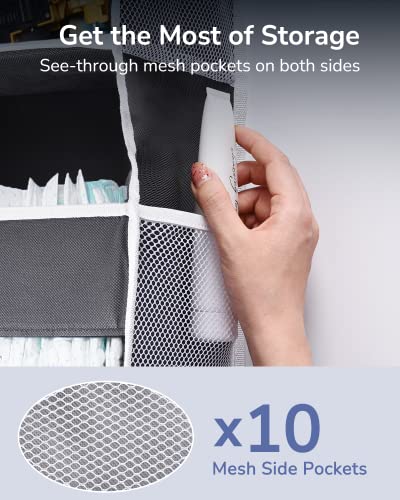 1 Pack Over Door Organizer with 5 Large and 10 Mesh Side Pockets (Dark Grey / 1 Pack-5 Tier)