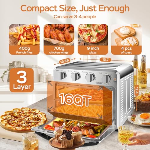 Air Fryer Toaster Oven Combo (16QT(13.5" x 10.5" x 12.9"))