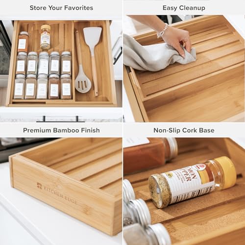 Expandable Spice Drawer Organizer (Natural Bamboo)