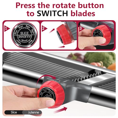 Mandoline Slicer for Kitchen (Mandoline Food Slicer-red)