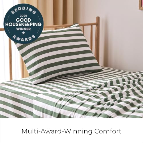 Iconic 4-PC, Ultra Soft Sheet Set (Cal King, Oxford Stripe Sage) (3436 Oxford Stripe Sage / California King)