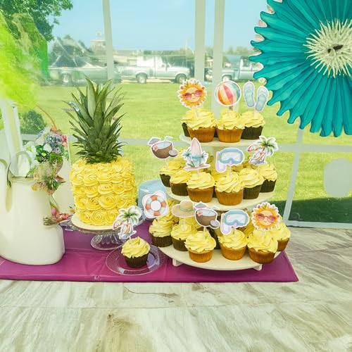 36Pcs Summer Beach Pool Cupcake Toppers Ball Sun Umbrella Diving Goggles Watermelon Water Gun Slippers Cupcake Picks Baby Shower Hawaii Theme Birthday Party Cake Decorations Supplies Multi (Multi 2)