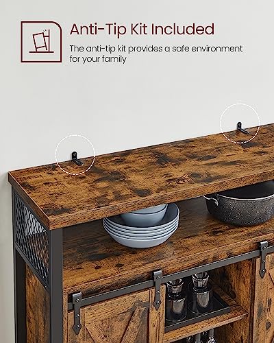 Buffet Cabinet (Without Power Outlet and Light / 13"D x 39.4"W x 31.5"H / Rustic Brown + Ink Black)