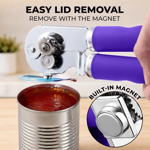 Stainless Steel Swing Open Manual Can Opener Comfortable Grip (Grape / Swing Open)