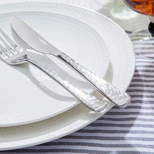 65 Pcs 18 10 Steel Silverware Set with Serving Utensils (65-Piece / Silver)