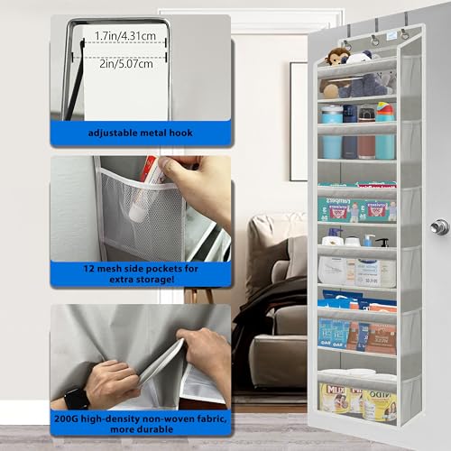 Over the Door Organizer Storage 6 Tier (over door organizer-Grey)