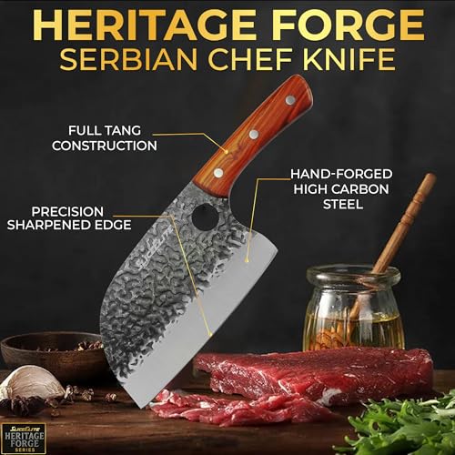 Serbian Chef Knife Vegetable Chopper Meat Cutting Kitchen Knife Food Prep