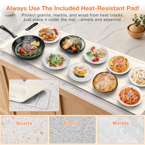 Extra Long Warming Mat for Food (XXX Large Size: 43"x15" / Beige)