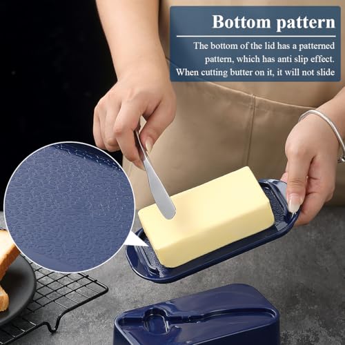 Butter Dish with Lid for Countertop and Refrigerator Door Shelf with Butter Spreader Knife