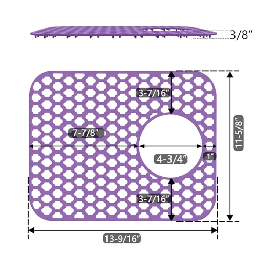 2 Pack Silicone Sink Protector Mat for Kitchen Sink Rear Drian Purple (2 Count)