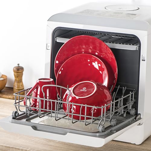 Ceramic Salad Bowls Set for Kitchen (Scarlet Red)